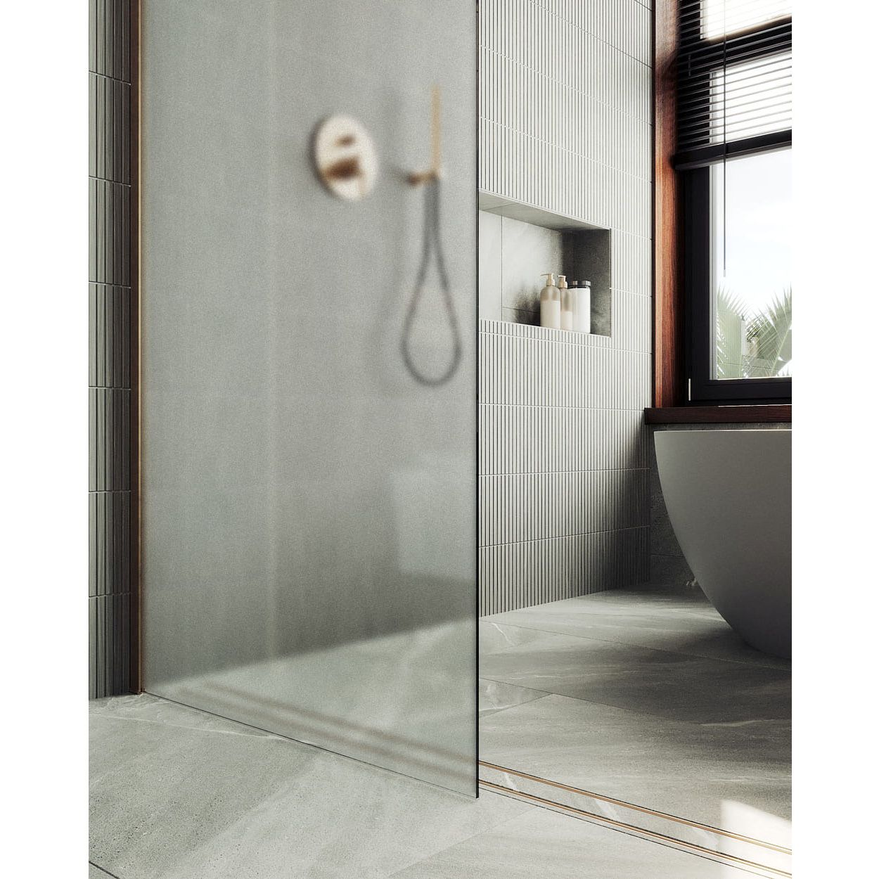 Душевая перегородка в профиле Maybahglass (Майбахгласс) 1950х790 мм, стекло 8 мм Сатин MGD-700-2ш