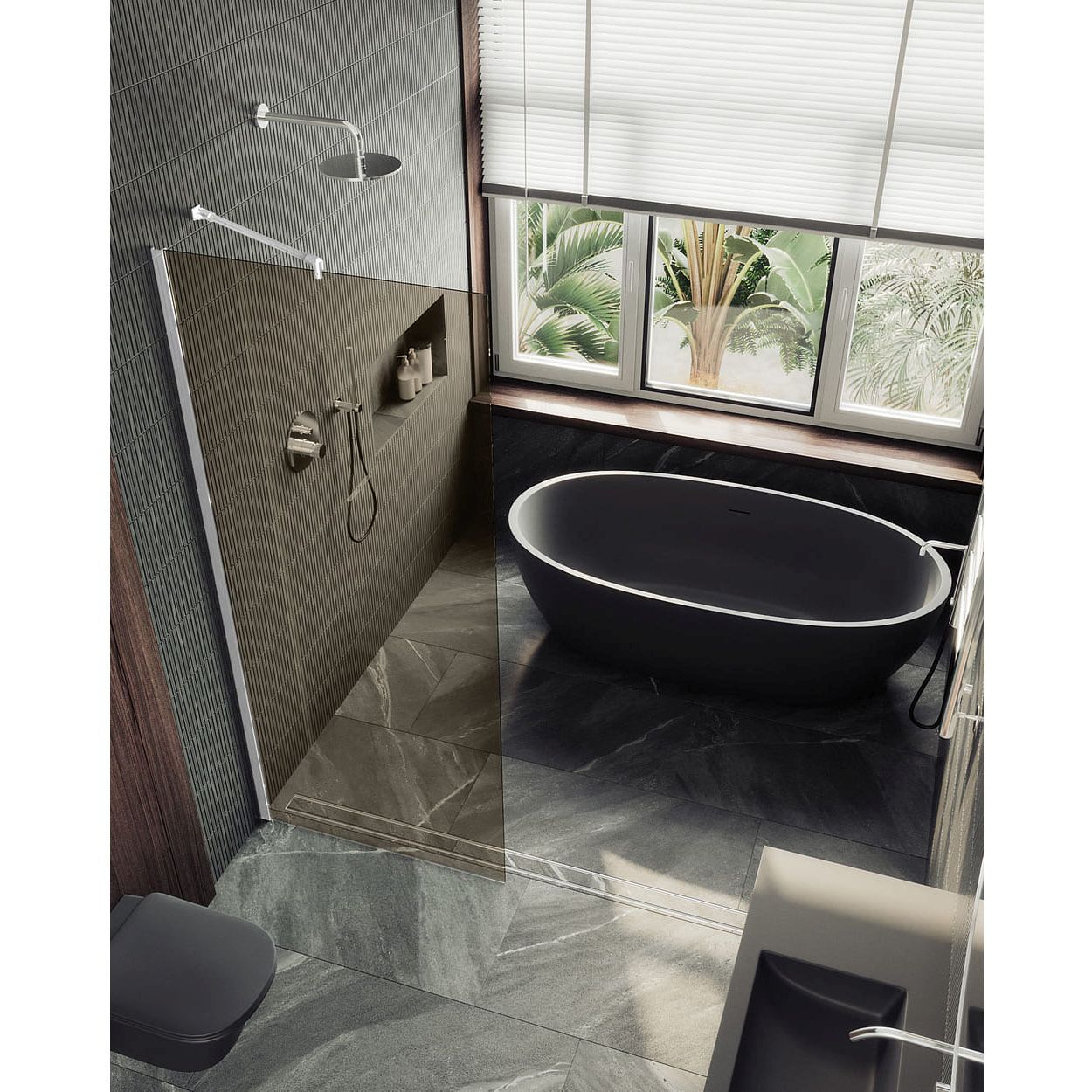 Душевая перегородка в профиле Maybahglass (Майбахгласс) 1950х890 мм, стекло 8 мм Бронза MGD-691-1ш