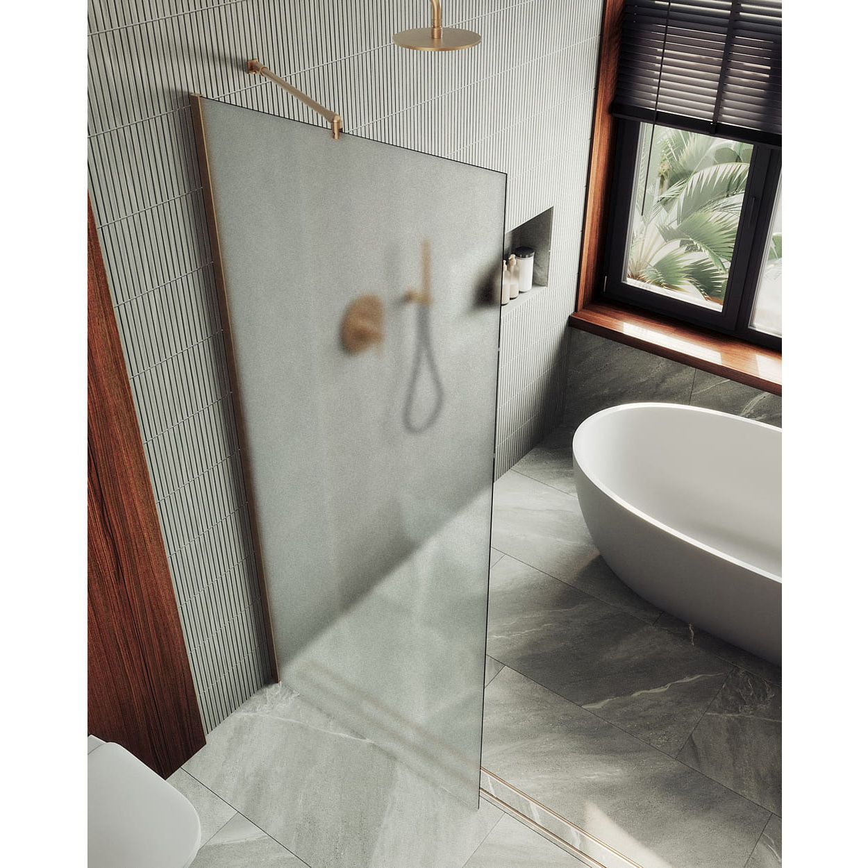 Душевая перегородка в профиле Maybahglass (Майбахгласс) 1950х890 мм, стекло 8 мм Сатин MGD-690-2ш