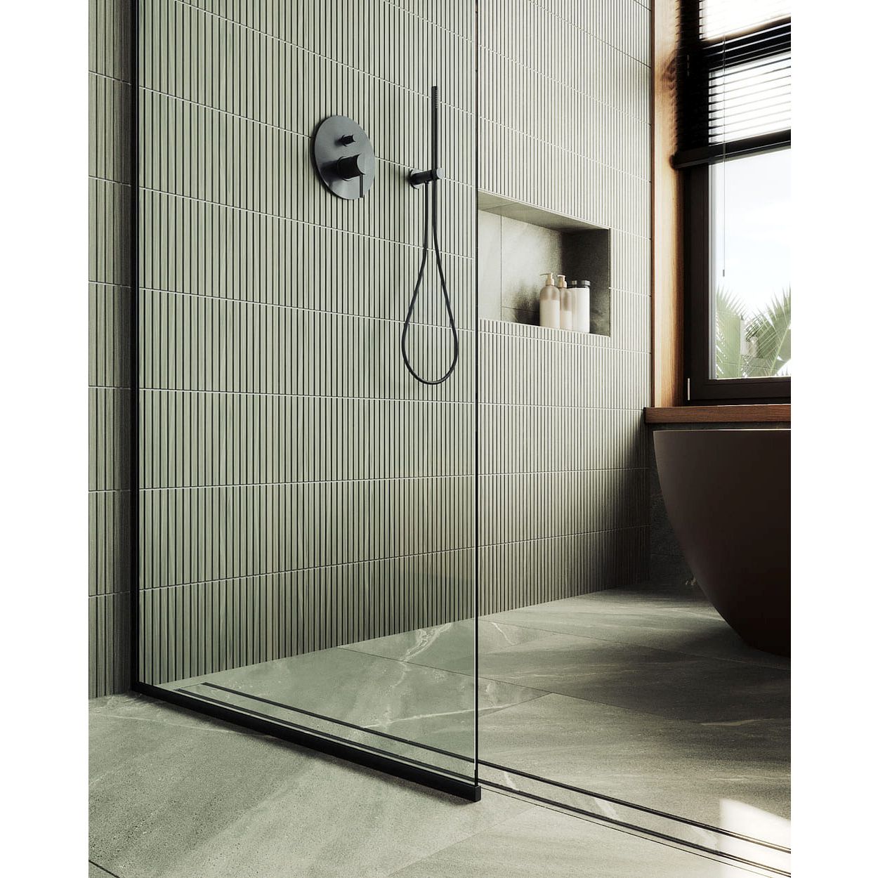 Душевая перегородка в профиле Maybahglass (Майбахгласс) 1950х990 мм, стекло 8 мм Бесцветное MGD-1352-6у