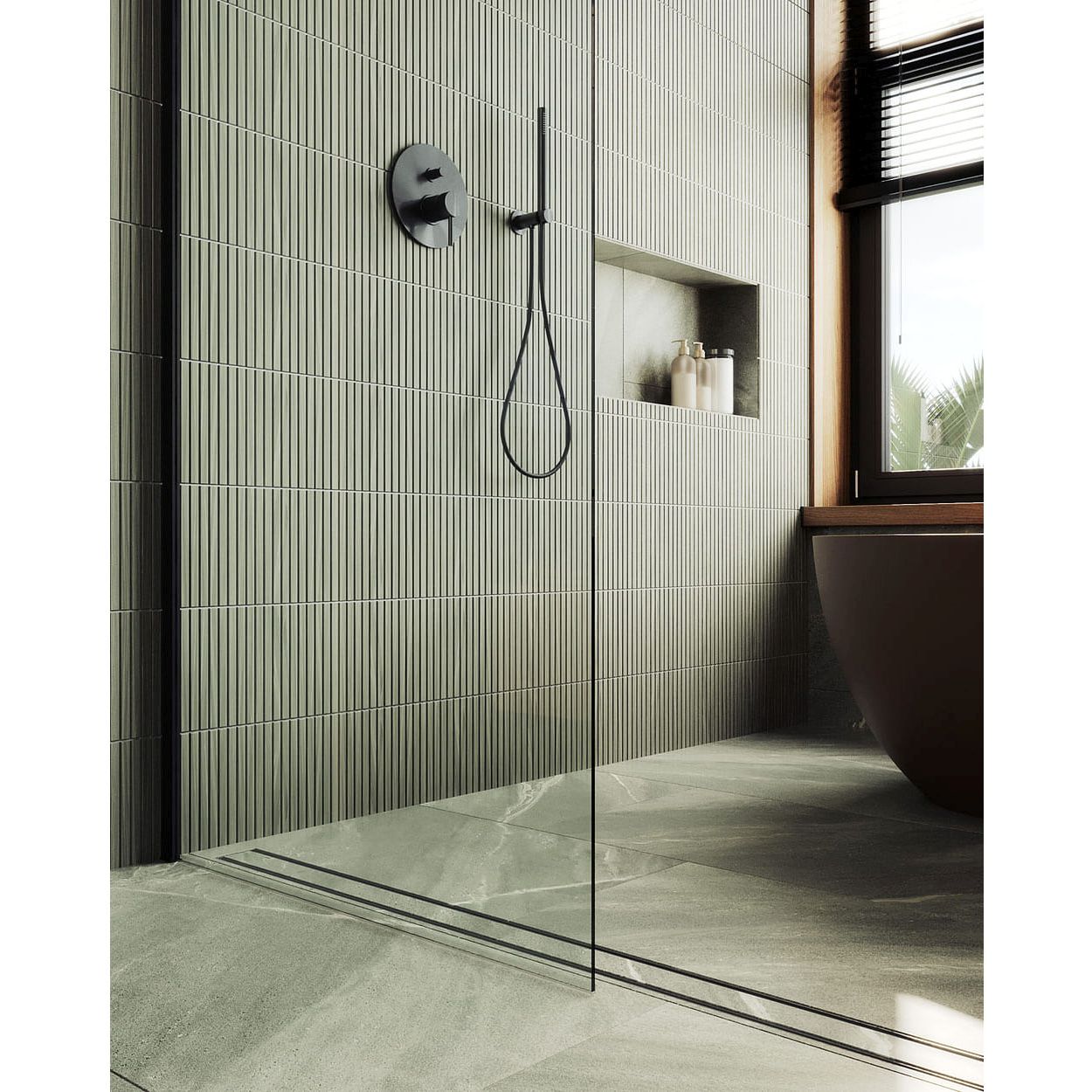 Душевая перегородка в профиле Maybahglass (Майбахгласс) 1950х990 мм, стекло 8 мм Бесцветное MGD-1352-6ш