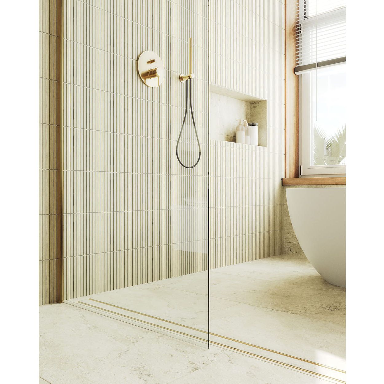 Душевая перегородка в профиле Maybahglass (Майбахгласс) 1950х990 мм, стекло 8 мм Бесцветное MGD-1352-3ш