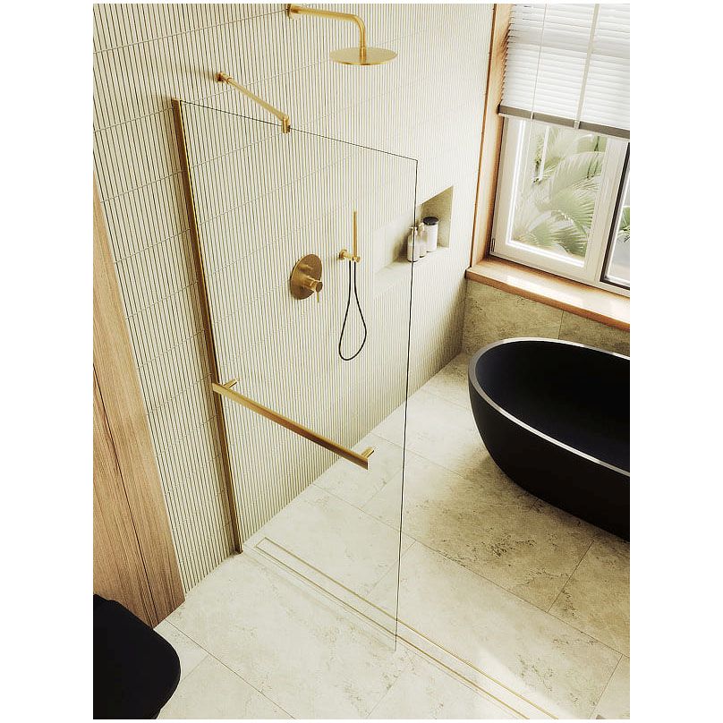 Душевая перегородка в профиле Maybahglass (Майбахгласс) 1950х990 мм, стекло 8 мм Бесцветное, полотенцедержатель MGD-1418-3ш