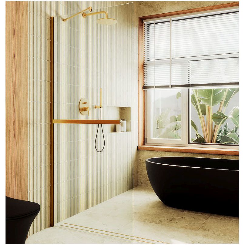 Душевая перегородка в профиле Maybahglass (Майбахгласс) 1950х990 мм, стекло 8 мм Бесцветное, полотенцедержатель MGD-1418-3ш