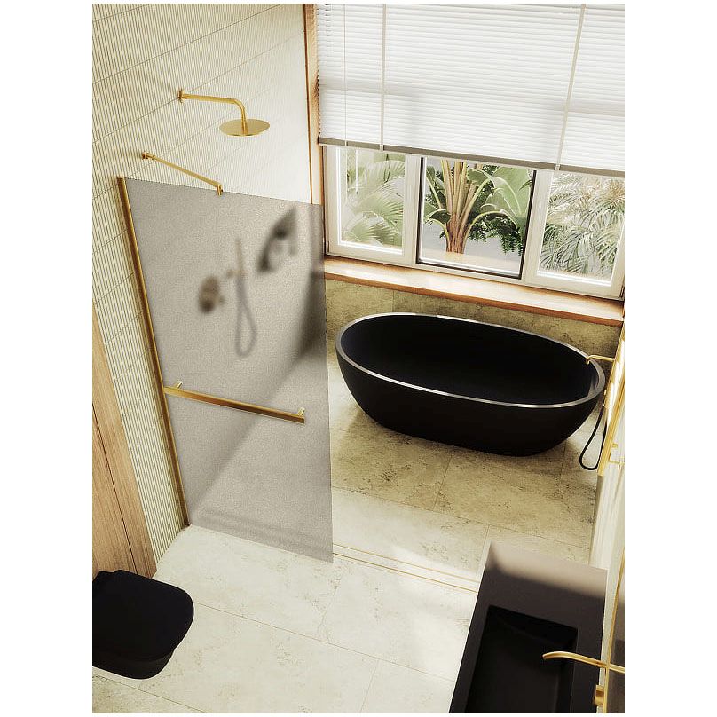 Душевая перегородка в профиле Maybahglass (Майбахгласс) 1950х990 мм, стекло 8 мм Бронза матовая, полотенцедержатель MGD-1460-3ш