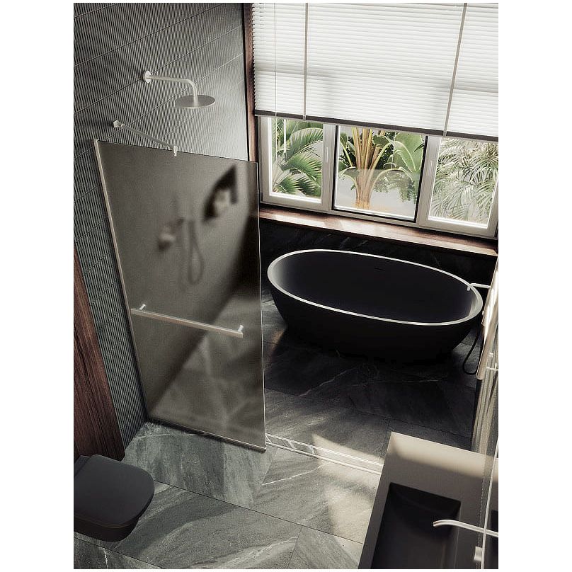 Душевая перегородка в профиле Maybahglass (Майбахгласс) 1950х990 мм, стекло 8 мм Бронза матовая, полотенцедержатель MGD-1460-5у