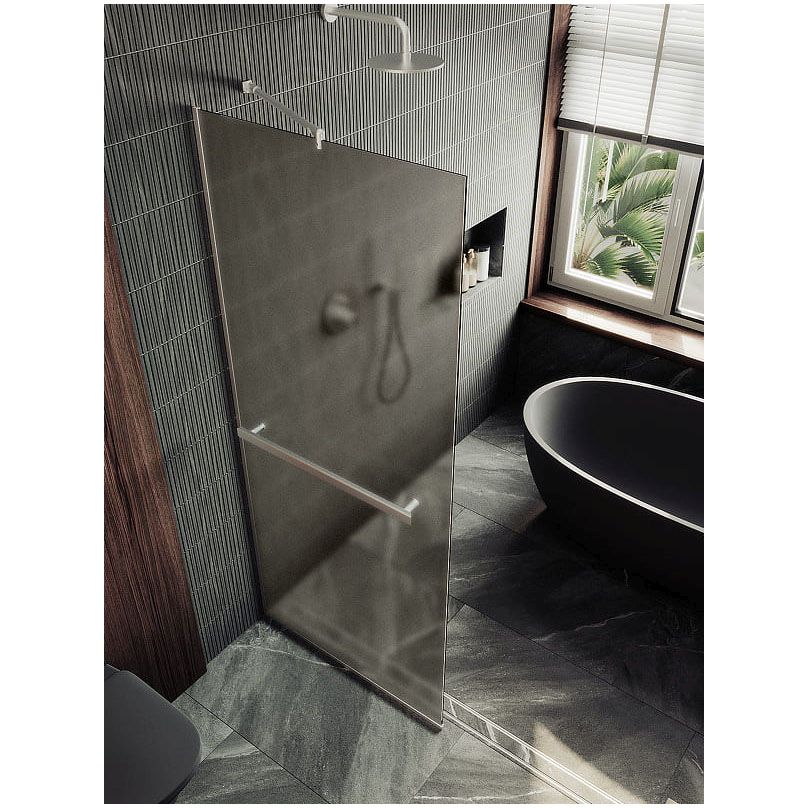 Душевая перегородка в профиле Maybahglass (Майбахгласс) 1950х990 мм, стекло 8 мм Бронза матовая, полотенцедержатель MGD-1460-5у