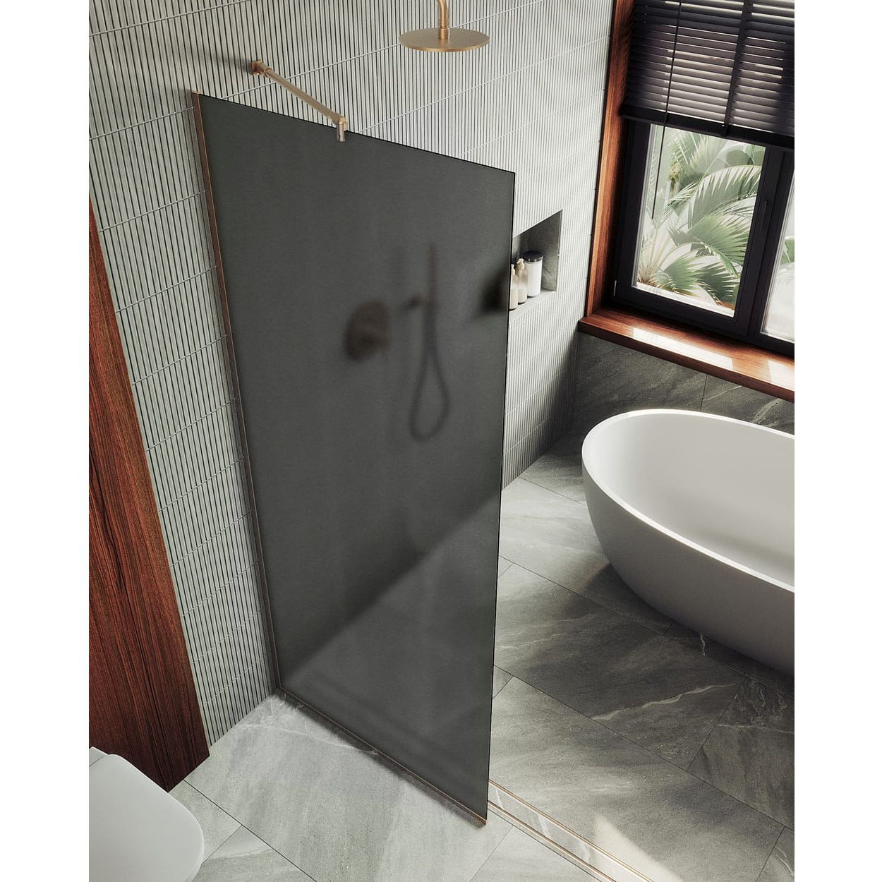 Душевая перегородка в профиле Maybahglass (Майбахгласс) 1950х990 мм, стекло 8 мм Графит матовый MGD-1356-2у