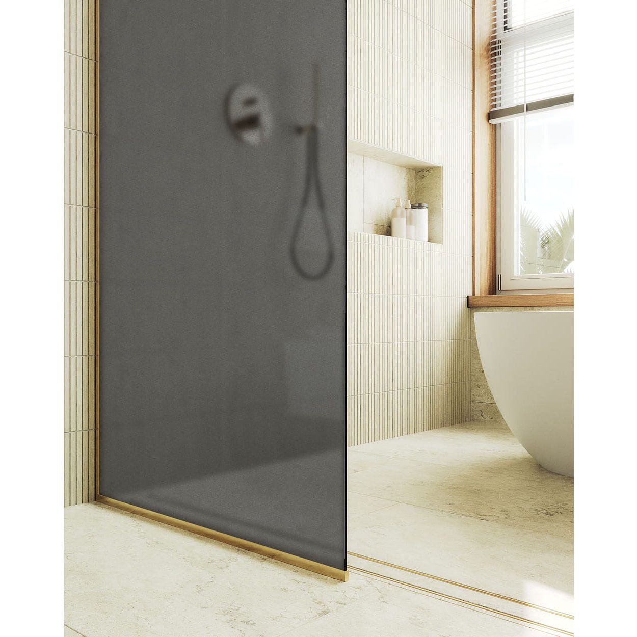 Душевая перегородка в профиле Maybahglass (Майбахгласс) 1950х990 мм, стекло 8 мм Графит матовый MGD-1356-3у