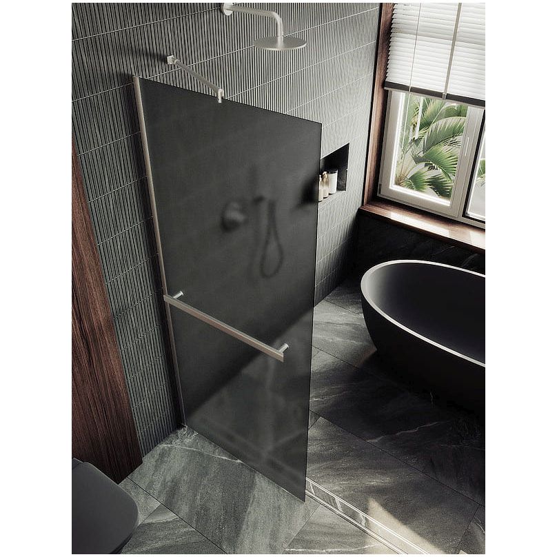 Душевая перегородка в профиле Maybahglass (Майбахгласс) 1950х990 мм, стекло 8 мм Графит матовый, полотенцедержатель MGD-1462-5ш