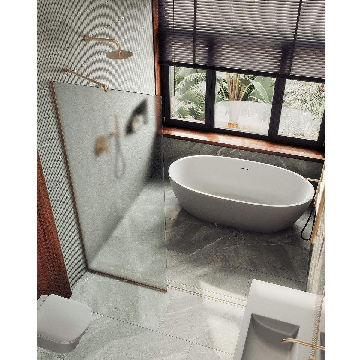 Душевая перегородка в профиле Maybahglass (Майбахгласс) 1950х990 мм, стекло 8 мм Сатин MGD-1357-2у