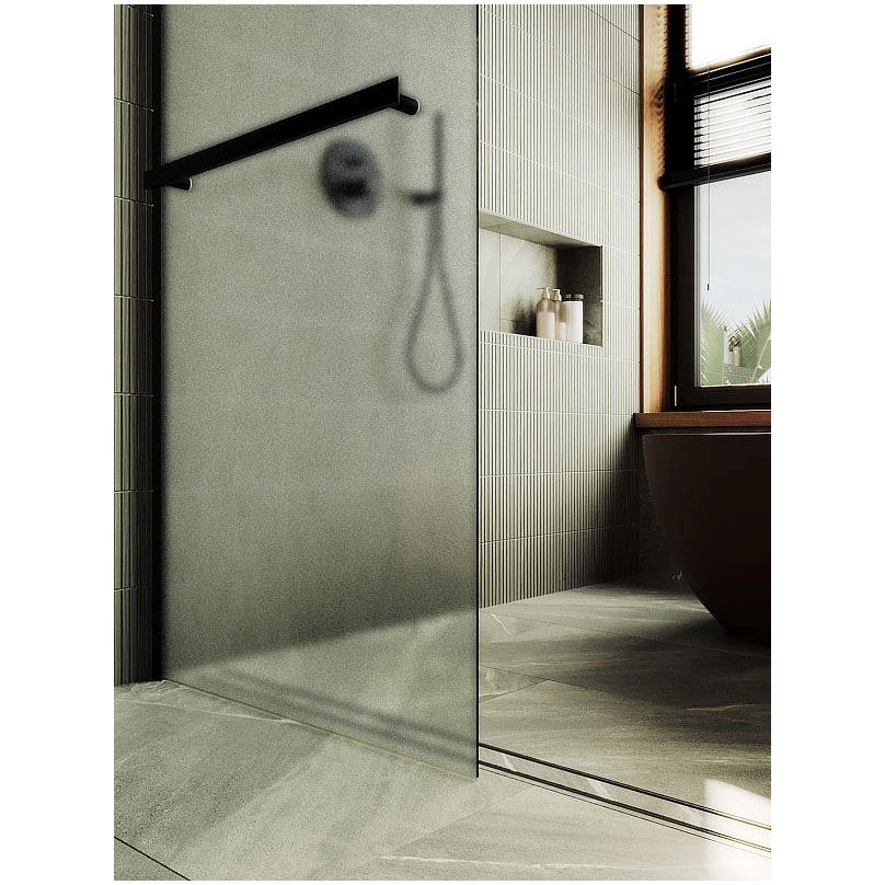 Душевая перегородка в профиле Maybahglass (Майбахгласс) 1950х990 мм, стекло 8 мм Сатин, полотенцедержатель MGD-1463-6ш