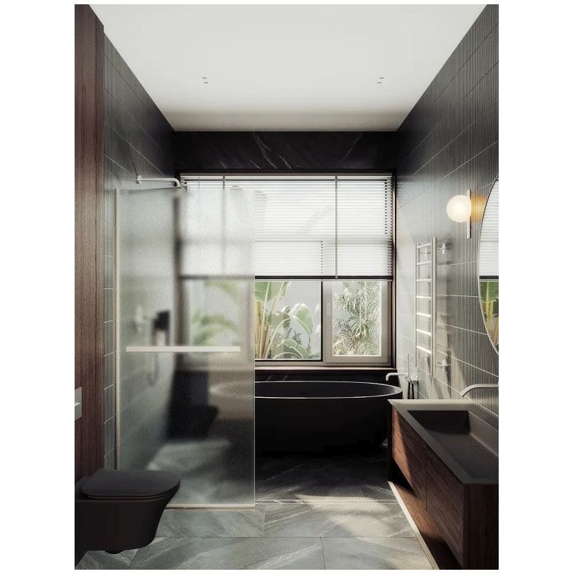 Душевая перегородка в профиле Maybahglass (Майбахгласс) 1950х990 мм, стекло 8 мм Сатин, полотенцедержатель MGD-1463-5у