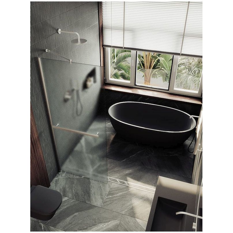 Душевая перегородка в профиле Maybahglass (Майбахгласс) 1950х990 мм, стекло 8 мм Сатин, полотенцедержатель MGD-1463-5ш