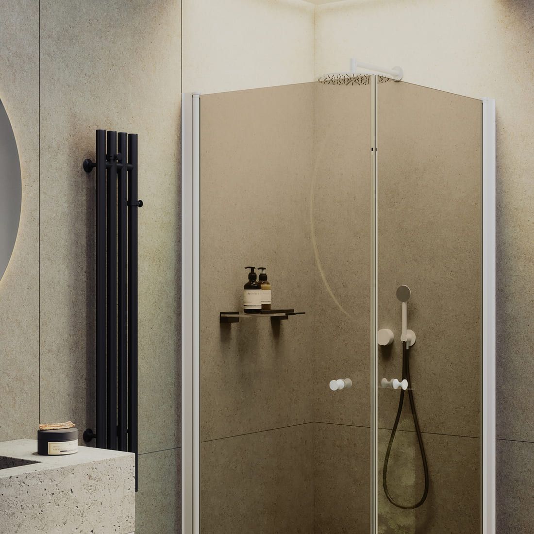 Душевой угол на монопетлях Maybahglass (Майбахгласс) 800х800х1980 мм, стекло 6 мм Бронза MGY-1297-1