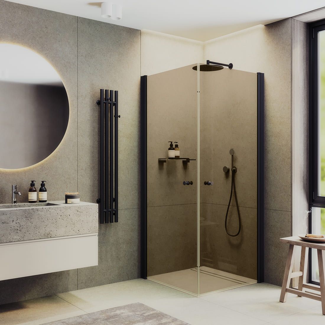 Душевой угол на монопетлях Maybahglass (Майбахгласс) 800х800х1980 мм, стекло 6 мм Бронза MGY-1297-6