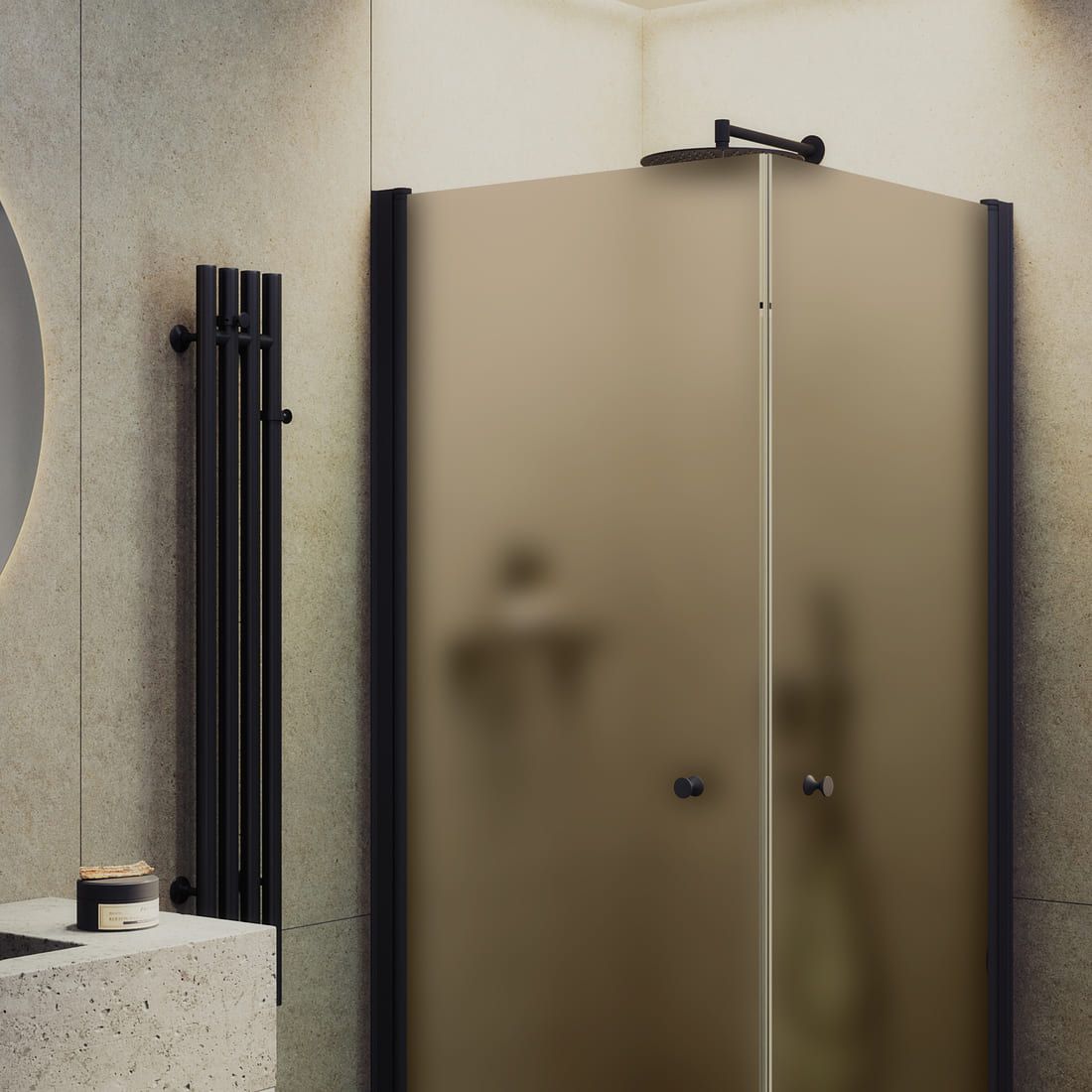 Душевой угол на монопетлях Maybahglass (Майбахгласс) 800х800х1980 мм, стекло 6 мм Бронза матовая MGY-1298-6