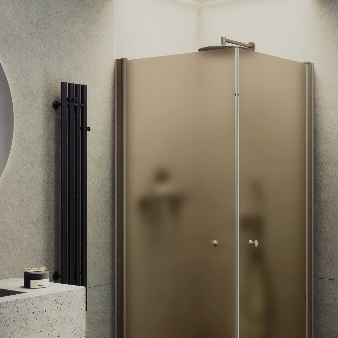 Душевой угол на монопетлях Maybahglass (Майбахгласс) 800х800х1980 мм, стекло 6 мм Бронза матовая MGY-1298-2