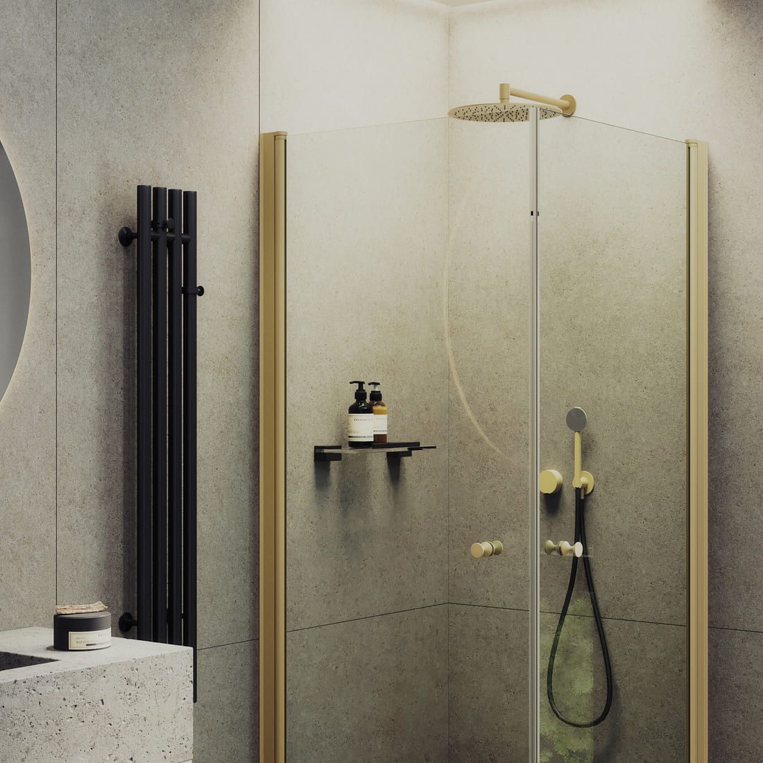 Душевой угол на монопетлях Maybahglass (Майбахгласс) 900х900х1980 мм, стекло 6 мм Бесцветное MGY-1292-3