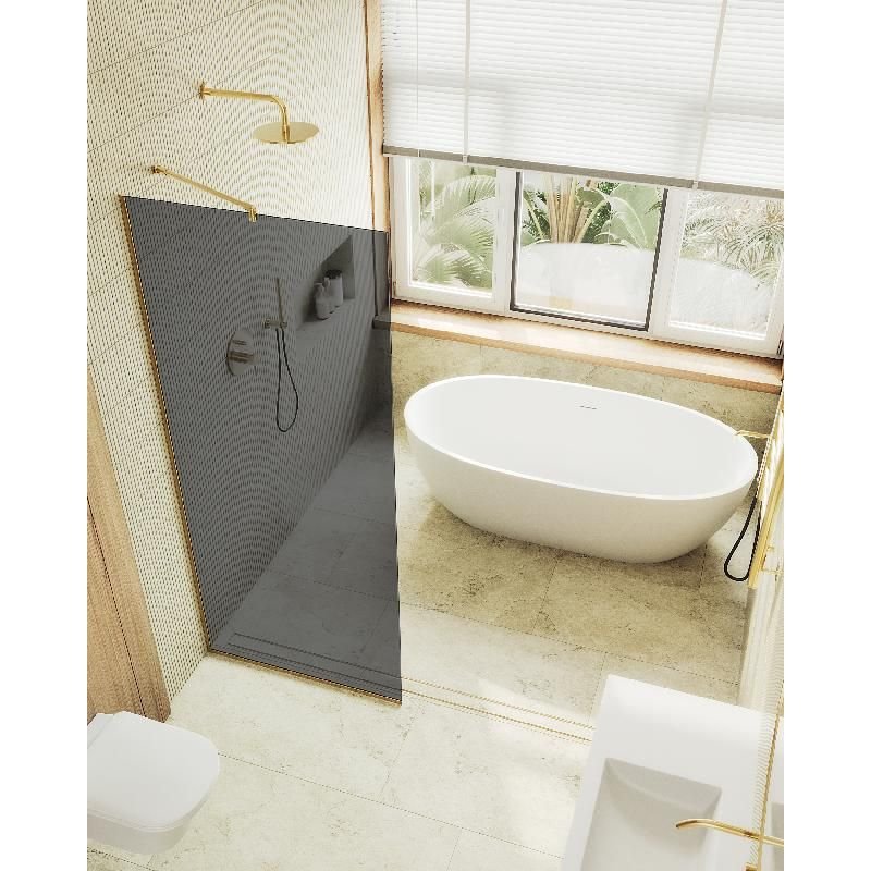 Душевая перегородка Maybahglass (Майбахгласс) в узком профиле 1950х690 мм, Стекло 8 мм Графит MGD-705-3у