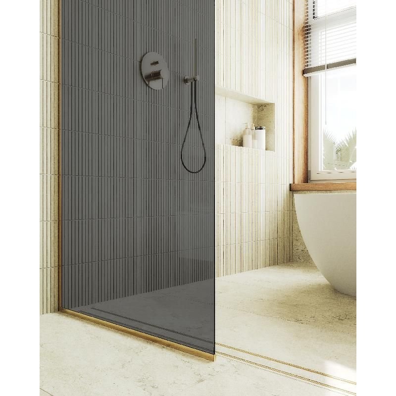 Душевая перегородка Maybahglass (Майбахгласс) в узком профиле 1950х690 мм, Стекло 8 мм Графит MGD-705-3у