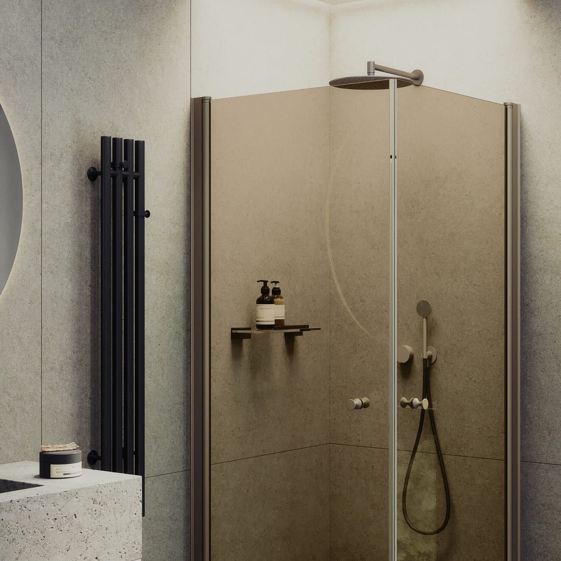 Душевой угол на монопетлях Maybahglass (Майбахгласс) 900х900х1980 мм, стекло 6 мм Бронза MGY-1302-2