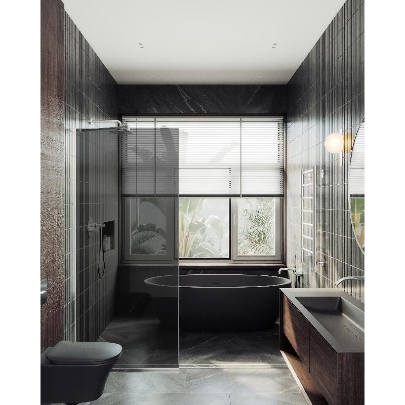 Душевая перегородка Maybahglass (Майбахгласс) в узком профиле 1950х690 мм, Стекло 8 мм Графит MGD-705-5у