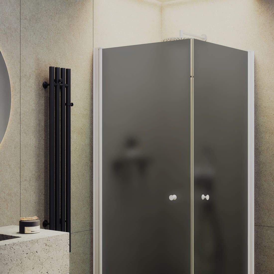Душевой угол на монопетлях Maybahglass (Майбахгласс) 900х900х1980 мм, стекло 6 мм Графит матовый MGY-1299-1
