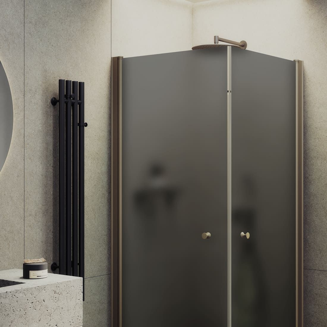 Душевой угол на монопетлях Maybahglass (Майбахгласс) 900х900х1980 мм, стекло 6 мм Графит матовый MGY-1299-2