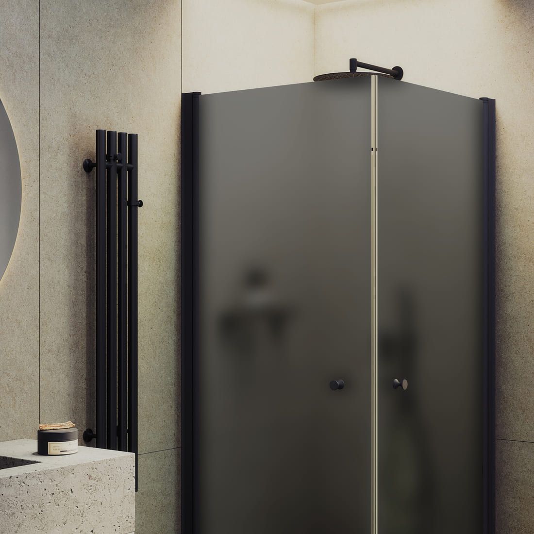 Душевой угол на монопетлях Maybahglass (Майбахгласс) 900х900х1980 мм, стекло 6 мм Графит матовый MGY-1299-6