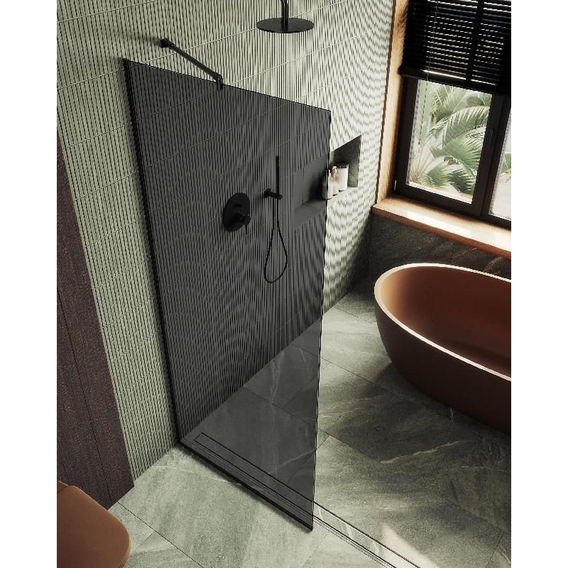 Душевая перегородка Maybahglass (Майбахгласс) в узком профиле 1950х690 мм, Стекло 8 мм Графит MGD-705-6у