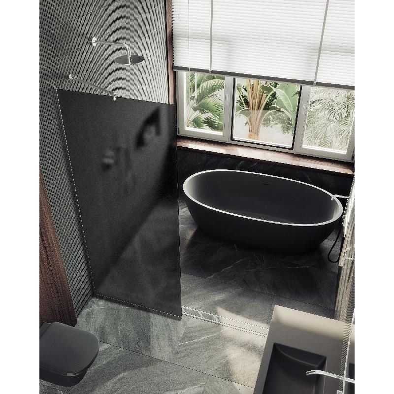 Душевая перегородка Maybahglass (Майбахгласс) в узком профиле 1950х690 мм, Стекло 8 мм Графит матовый MGD-704-5у