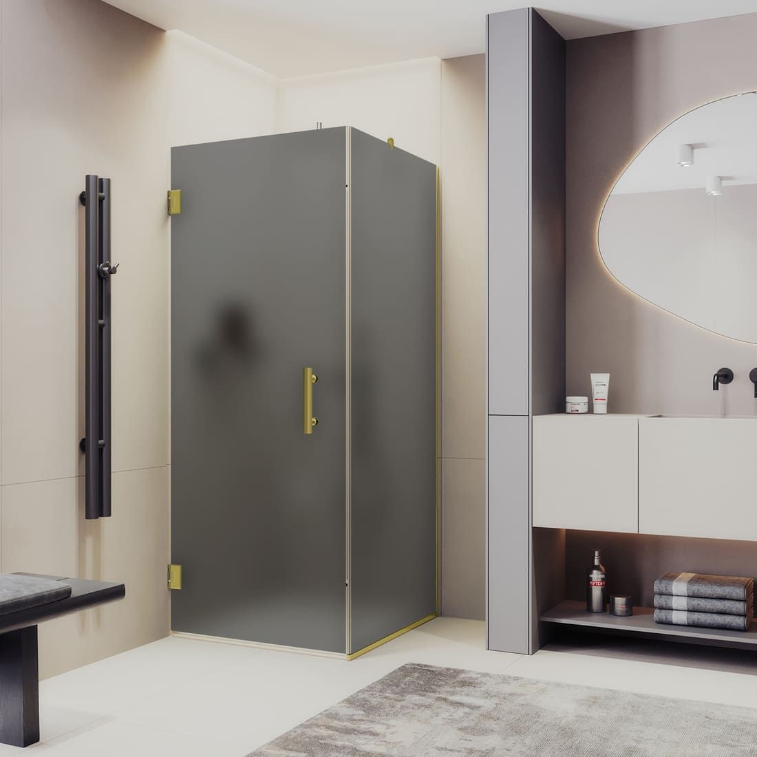 Душевой угол на петлях Maybahglass (Майбахгласс) 900х900х1950 мм, стекло 8 мм Графит матовый MGY-1307-3