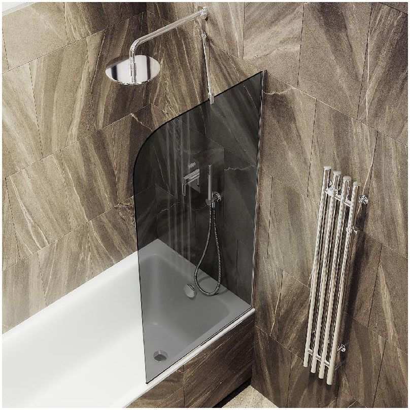 Шторка для ванны в профиле Maybahglass (Майбахгласс) 1400х440 мм, стекло 6 мм Графит MGV-134-4у