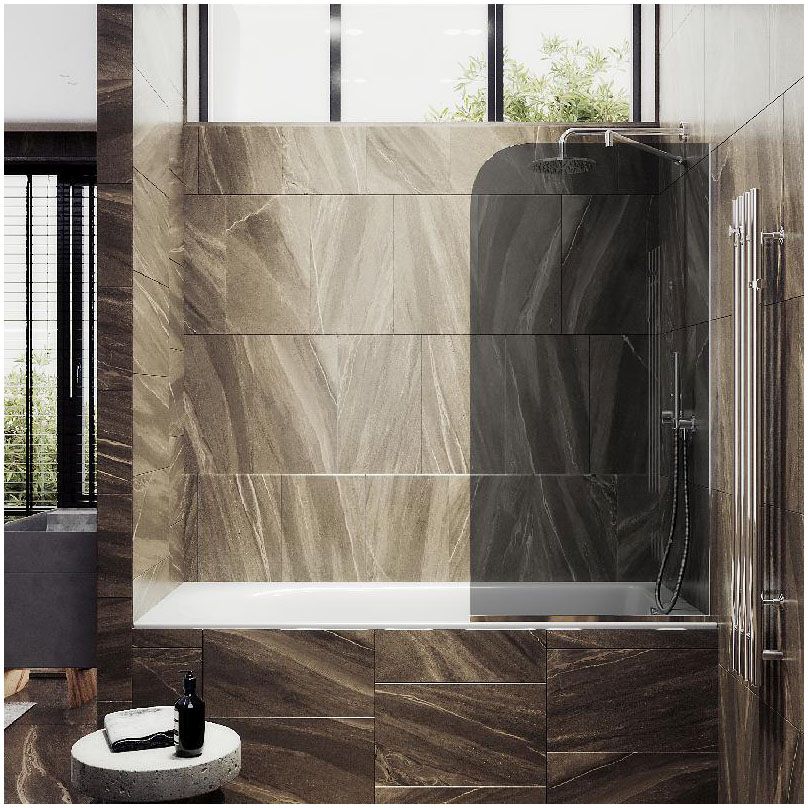 Шторка для ванны в профиле Maybahglass (Майбахгласс) 1400х540 мм, стекло 6 мм Графит MGV-140-4у