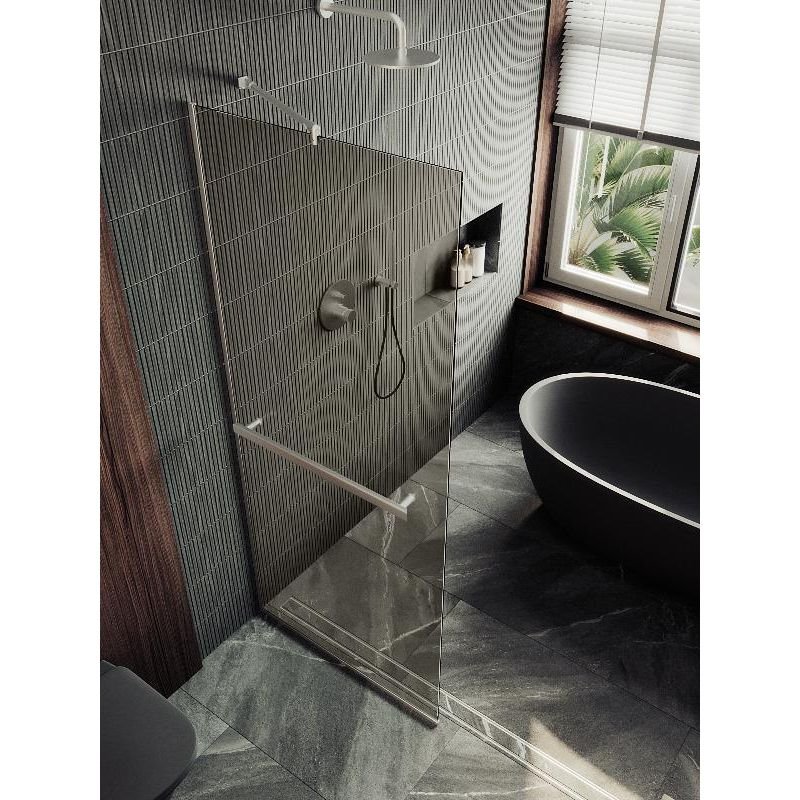 Душевая перегородка Maybahglass (Майбахгласс) в узком профиле 1950х690 мм, Стекло 8 мм Бронза +Полотенцедержатель MGD-721-5у