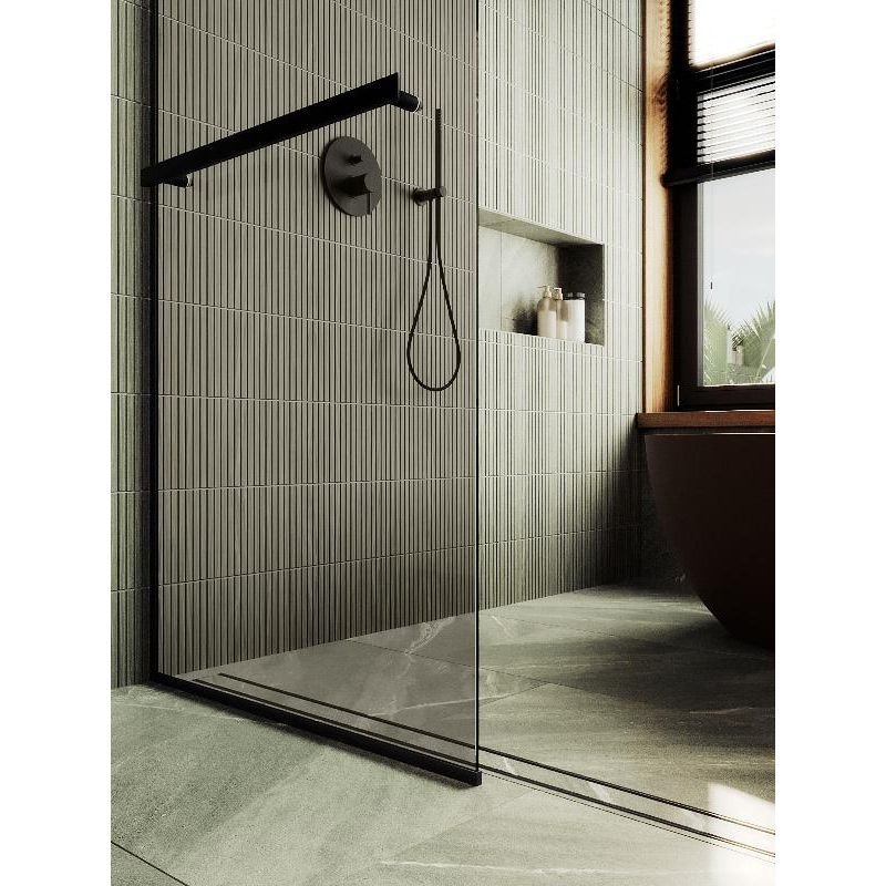 Душевая перегородка Maybahglass (Майбахгласс) в узком профиле 1950х690 мм, Стекло 8 мм Бронза +Полотенцедержатель MGD-721-6у