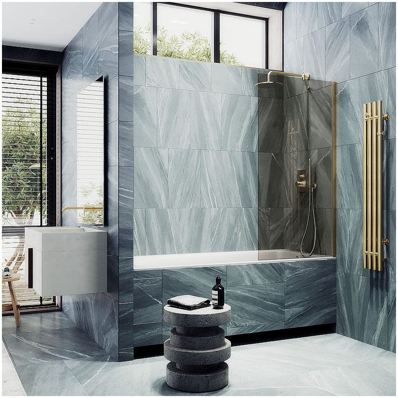 Шторка для ванны в профиле Maybahglass (Майбахгласс) 1400х600 мм, стекло 8 мм Бронза MGV-68-3ш