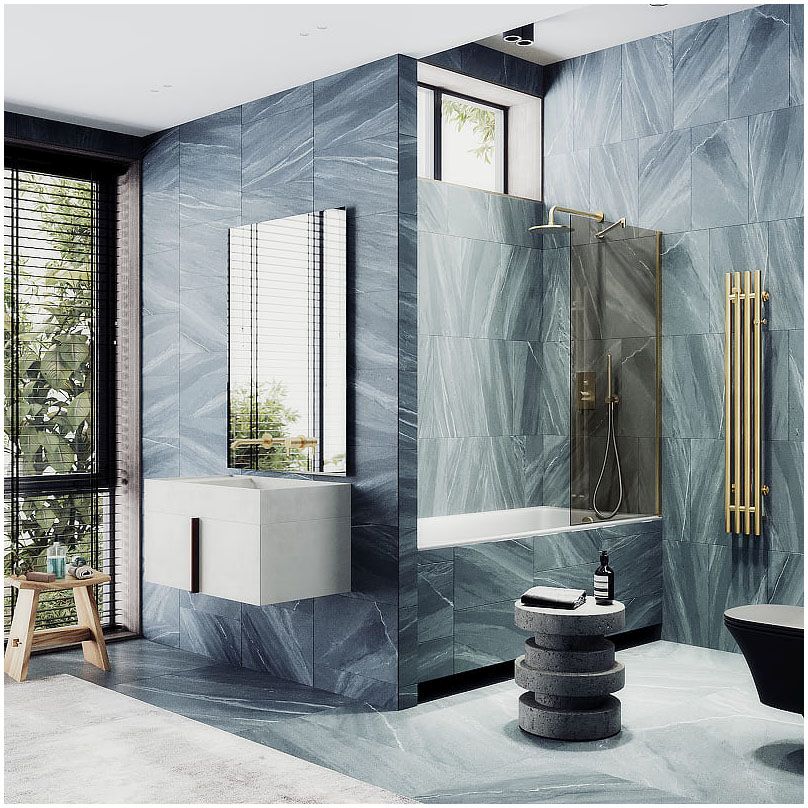 Шторка для ванны в профиле Maybahglass (Майбахгласс) 1400х600 мм, стекло 8 мм Бронза MGV-68-3ш