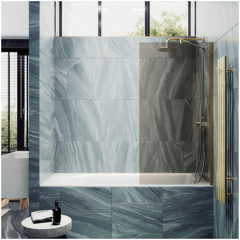 Шторка для ванны в профиле Maybahglass (Майбахгласс) 1400х600 мм, стекло 8 мм Бронза MGV-68-3ш