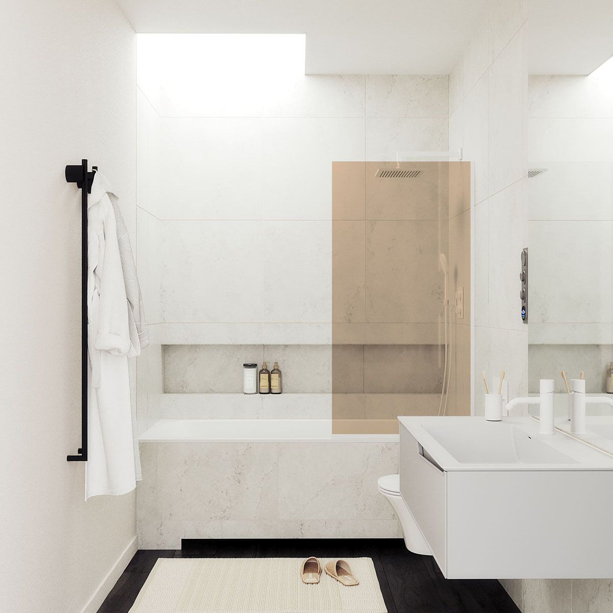 Шторка для ванны в профиле Maybahglass (Майбахгласс) 1400х600 мм, стекло 8 мм Бронза MGV-68-1у