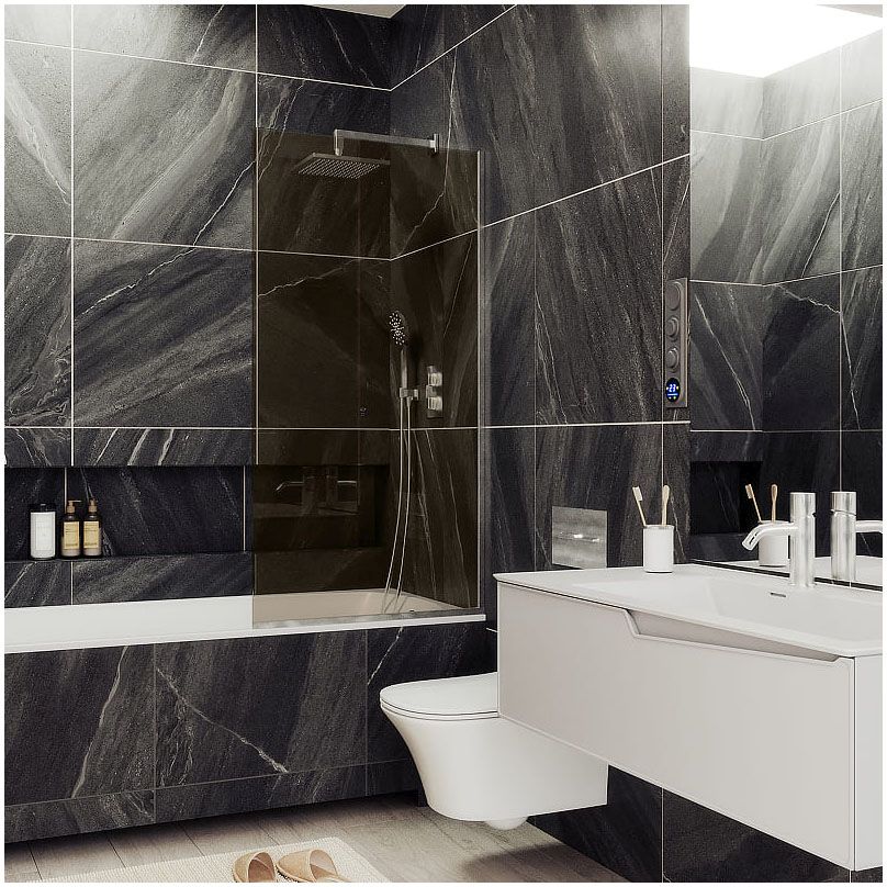 Шторка для ванны в профиле Maybahglass (Майбахгласс) 1400х600 мм, стекло 8 мм Бронза MGV-68-5у