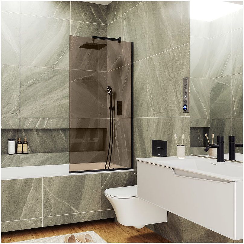 Шторка для ванны в профиле Maybahglass (Майбахгласс) 1400х600 мм, стекло 8 мм Бронза MGV-68-6у