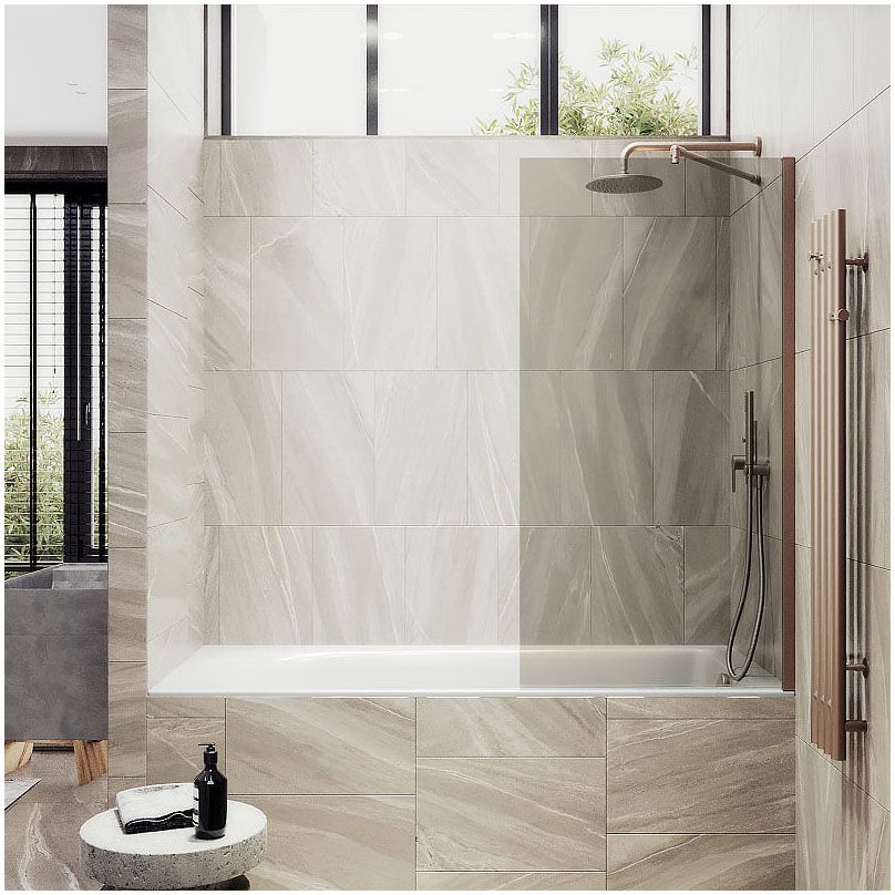 Шторка для ванны в профиле Maybahglass (Майбахгласс) 1400х600 мм, стекло 8 мм Бронза MGV-68-2ш