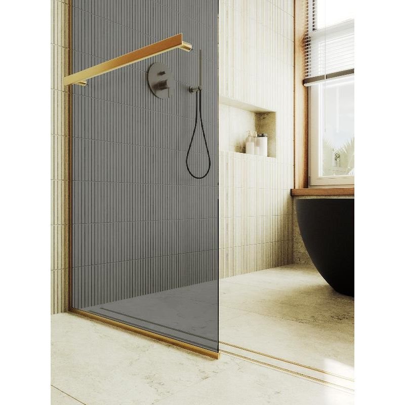 Душевая перегородка Maybahglass (Майбахгласс) в узком профиле 1950х690 мм, Стекло 8 мм Графит +Полотенцедержатель MGD-723-3у