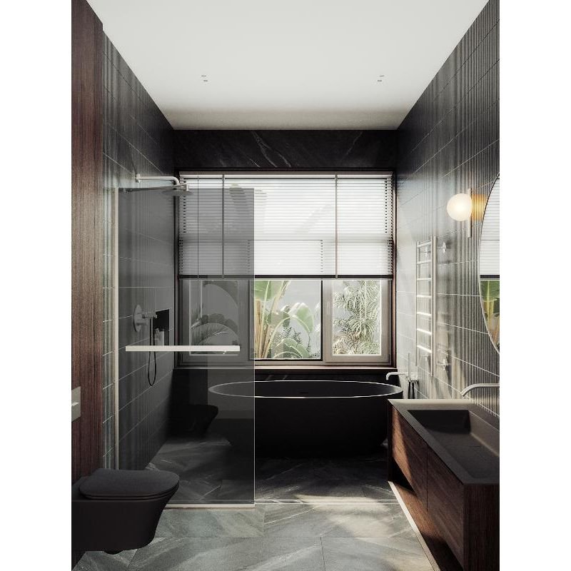 Душевая перегородка Maybahglass (Майбахгласс) в узком профиле 1950х690 мм, Стекло 8 мм Графит +Полотенцедержатель MGD-723-5у