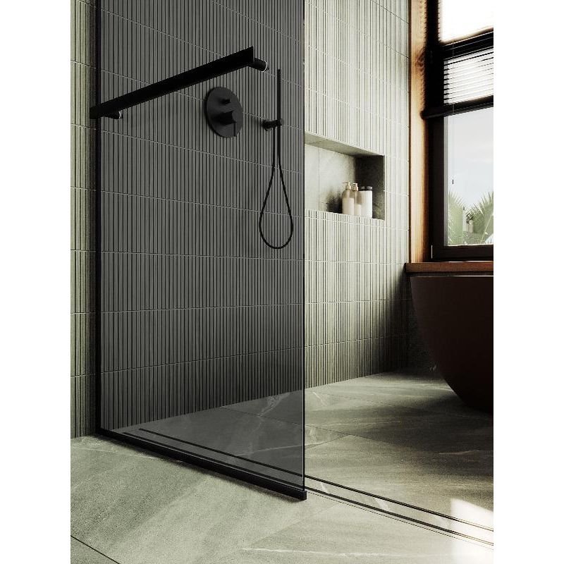 Душевая перегородка Maybahglass (Майбахгласс) в узком профиле 1950х690 мм, Стекло 8 мм Графит +Полотенцедержатель MGD-723-6у