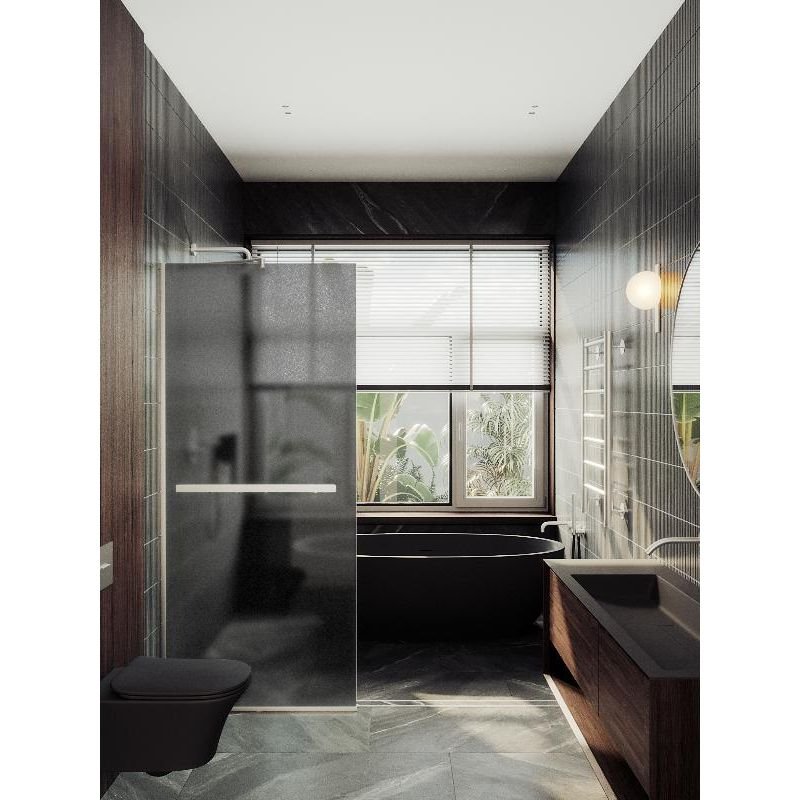 Душевая перегородка Maybahglass (Майбахгласс) в узком профиле 1950х690 мм, Стекло 8 мм Графит матовый +Полотенцедержатель MGD-724-5у