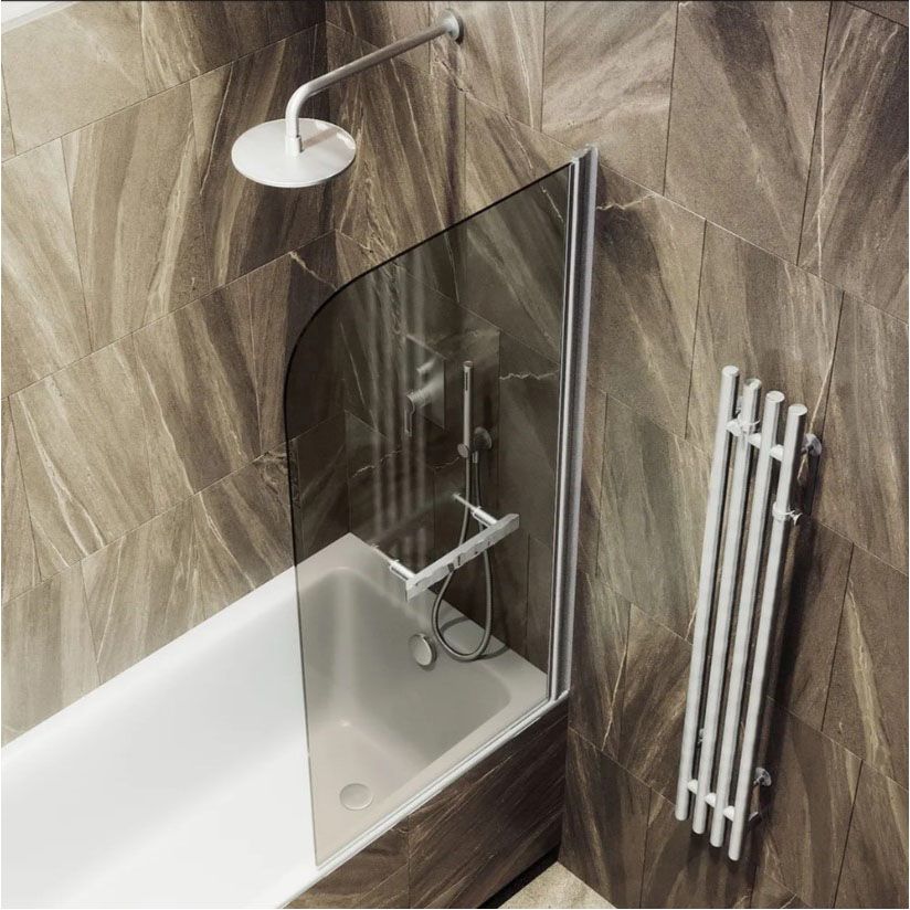 Шторка для ванны поворотная на монопетле Maybahglass (Майбахгласс) 1400х600 мм, стекло 6 мм Бронза, полотенцедержатель MGV-777-1