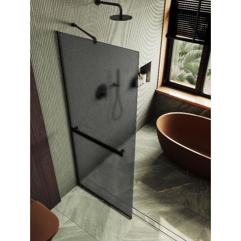 Душевая перегородка Maybahglass (Майбахгласс) в узком профиле 1950х690 мм, Стекло 8 мм Графит матовый +Полотенцедержатель MGD-724-6у